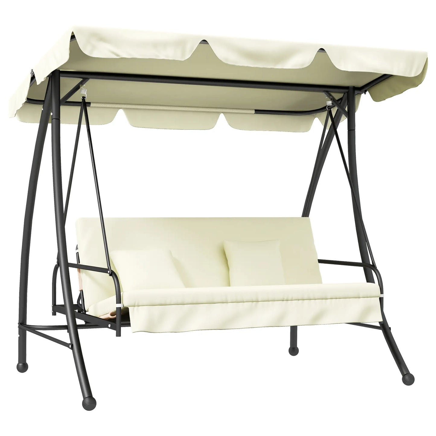 Nancy's Escurquela Schommelbank - Tuinschommel - Buitenbed - Schommelbed - Hollywood schommel - Roomwit - 200 x 125 x 170 cm
