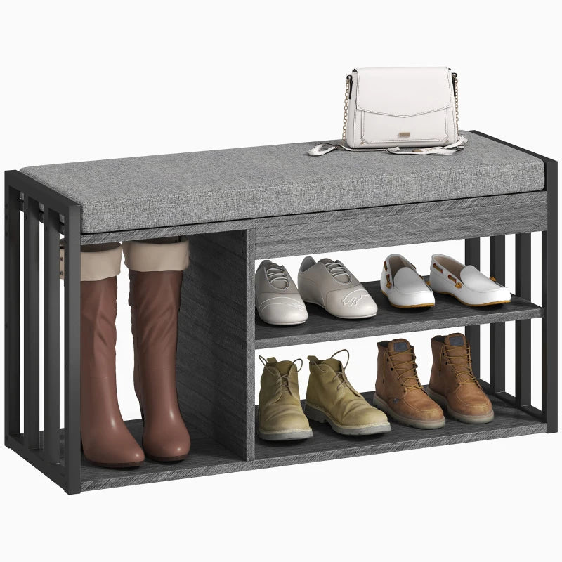 Nancy's Onore Schoenenbank - Schoenenrek - Opbergbank - Grijs - ± 85 x 30 x 45 cm
