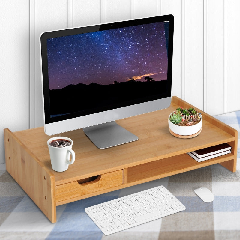 Nancy's Acheron Screen Stand - Support pour moniteur - Organisateur de bureau avec tiroirs - Bambou
