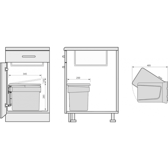 Eleganca Inbouw prullenbak - Inbouw afvalemmer - Inbouw afvalbak - Inbouw vuilnisbak - 15 Liter