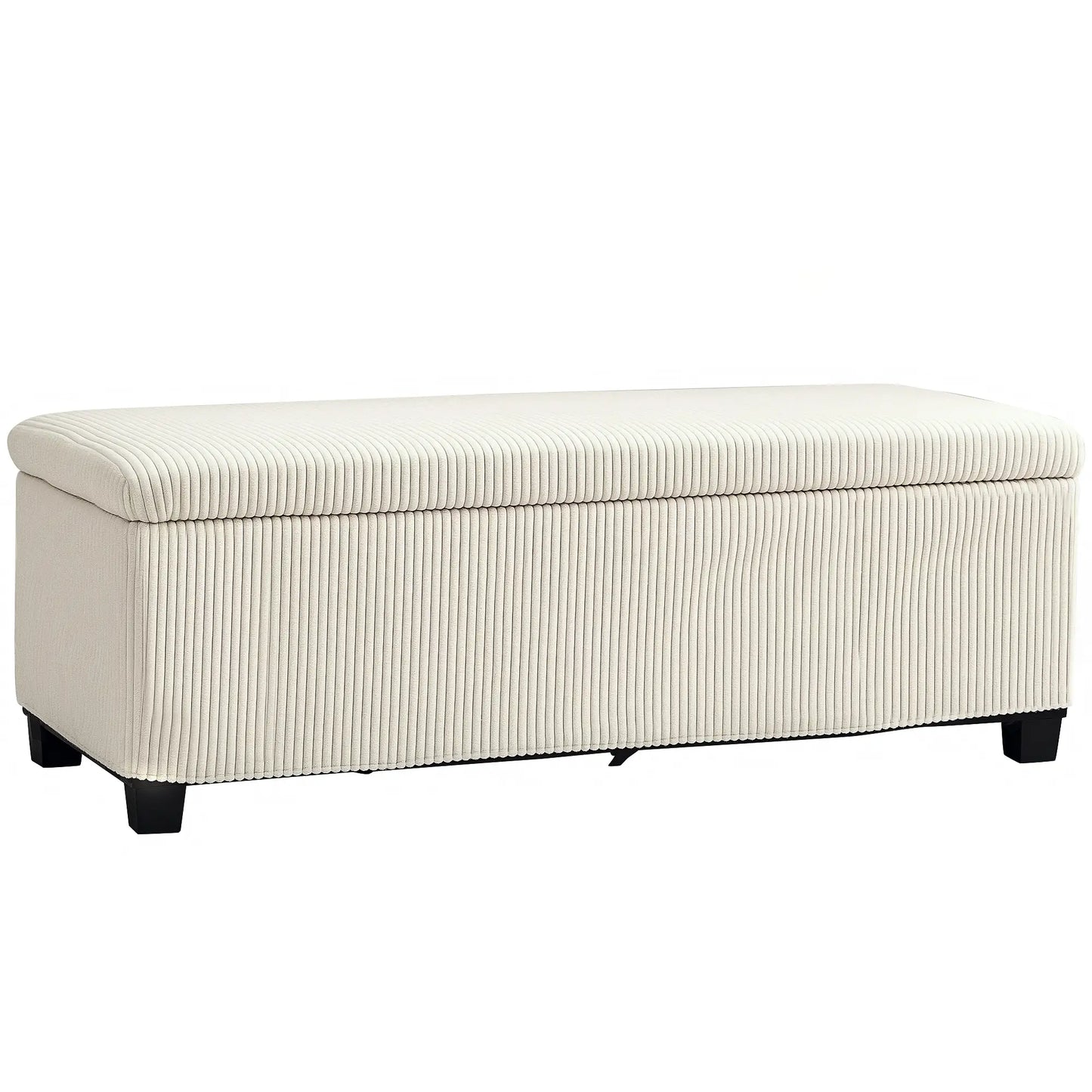 Nancy's Ferrazzano Opbergbank - Poef met opbergruimte - Beige - Ribfluweel - ± 110 x 40 x 40 cm