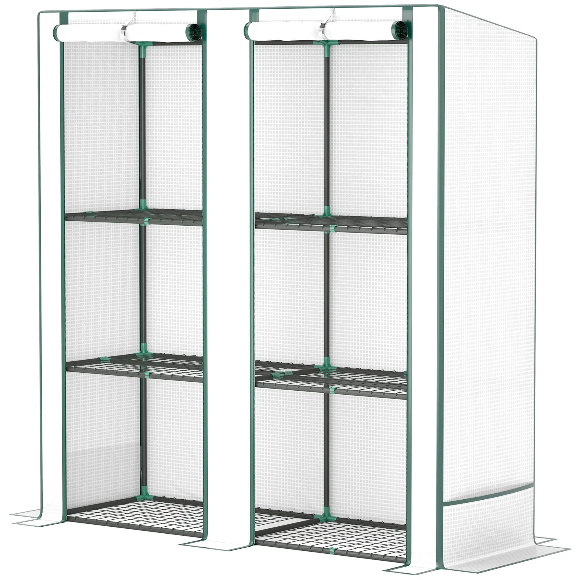 Nancy's Sarzeda Kweekkas - Tuinkas - Plantenkas - Plantenrek - Wit - ± 145 x 50 x 152/142 cm