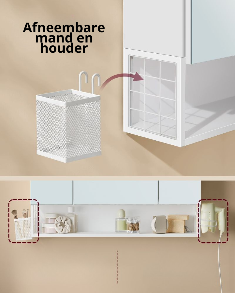 Nancy's Tesidio Spiegelkast - Badkamerkast - Badkamerspiegel - Wit - 80 x 16,5 x 75 cm