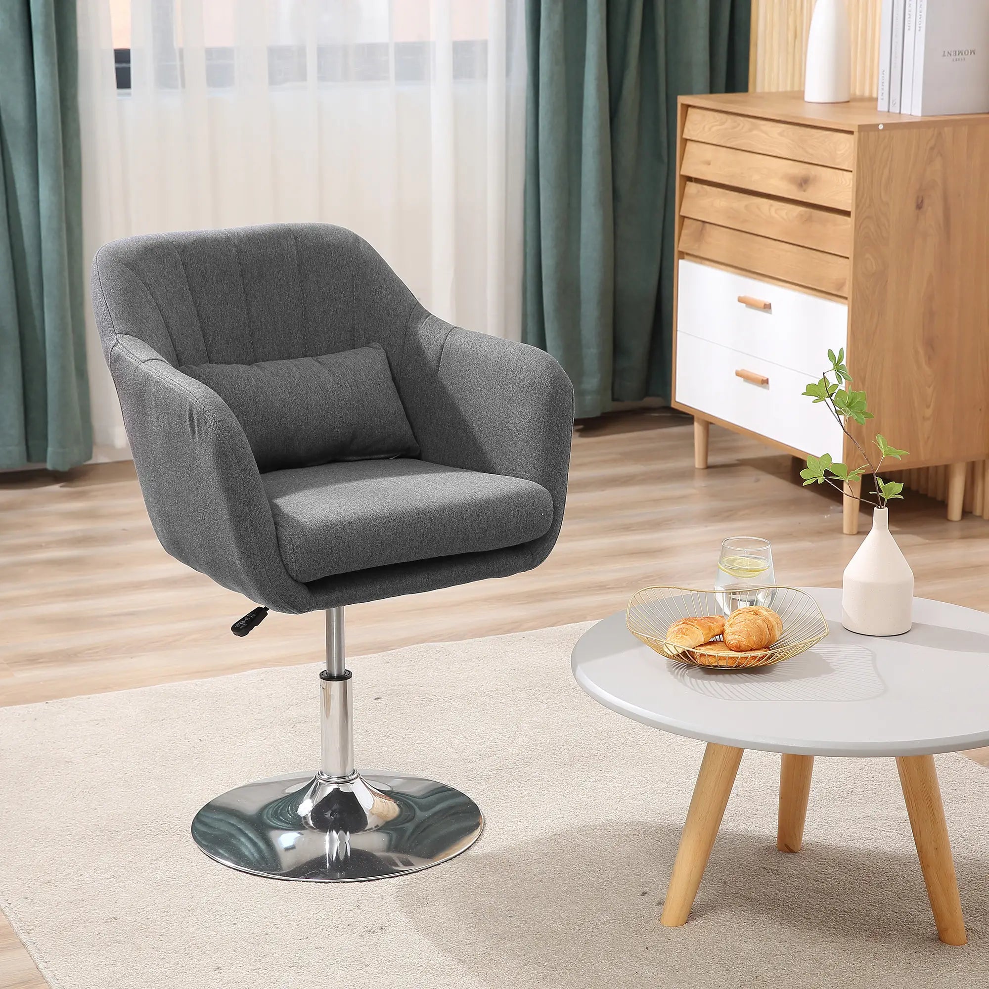 Nancy's Galliate Draaifauteuil - Draaistoel - Loungestoel - Donkergrijs - Linnen