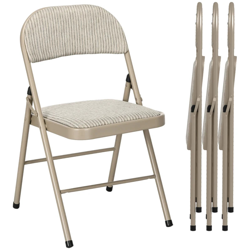 Nancy's Noto Klapstoelen - Set van 4 - Vouwstoel - Beige - Staal / Linnen