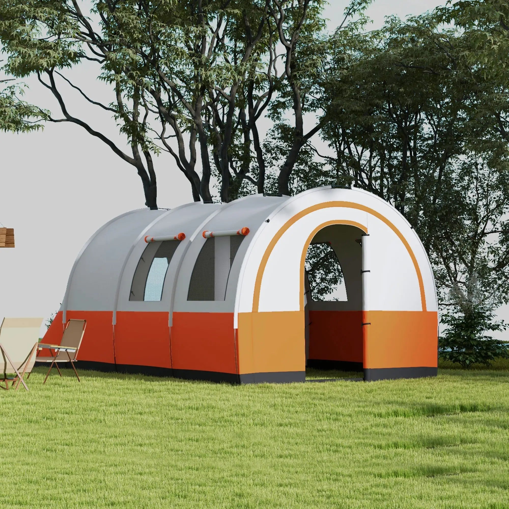 Nancy's Garlate Kampeertent - Campingtent - Waterdicht - Crèmewit / Oranje - 480 x 260 x 200 cm