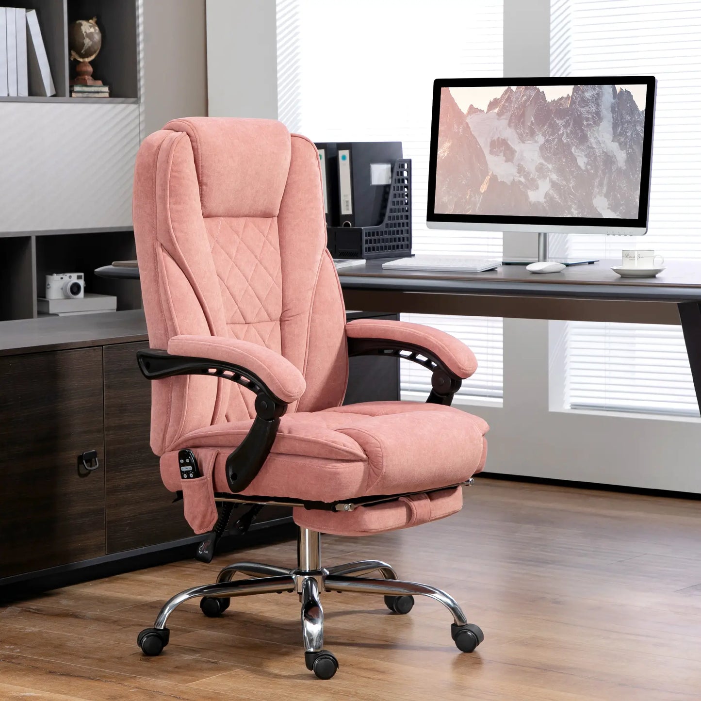 Nancy's Jelsi Massage Bureaustoel - Massagekantoorstoel - Trilmassage en warmte - Roze - Suede