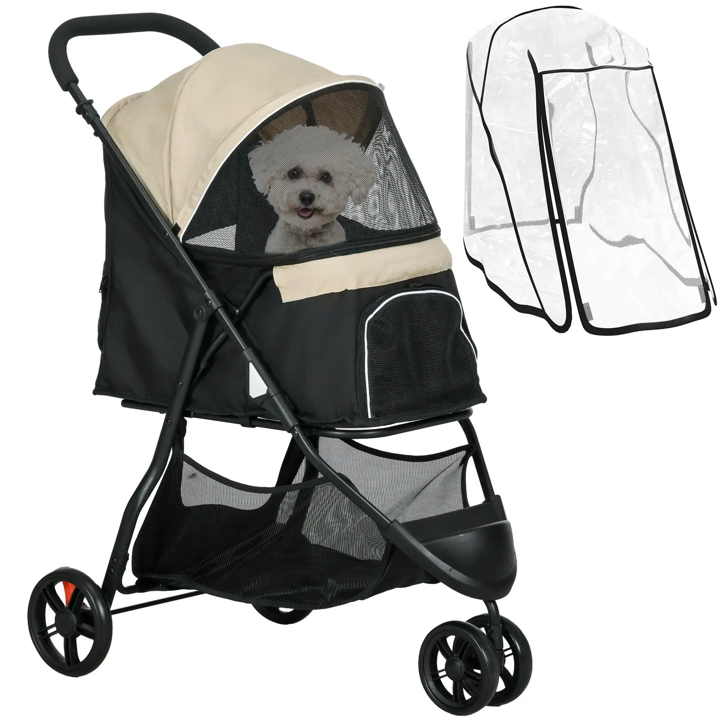 Nancy's Collepietro Reiswagen voor Huisdieren - Hondenbuggy - Kattenbuggy - Khaki