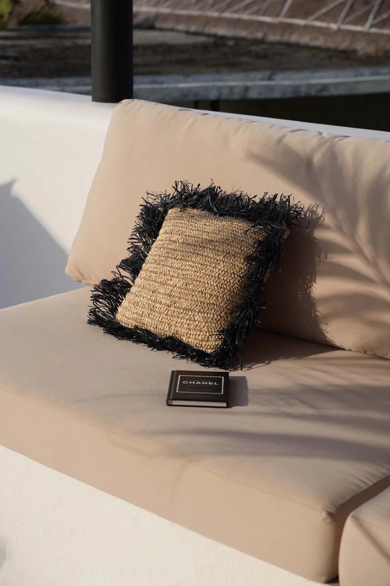 Bazar Bizar Raffia Cushion Cover - Natural Black - Raffia - 40 x 40 cm