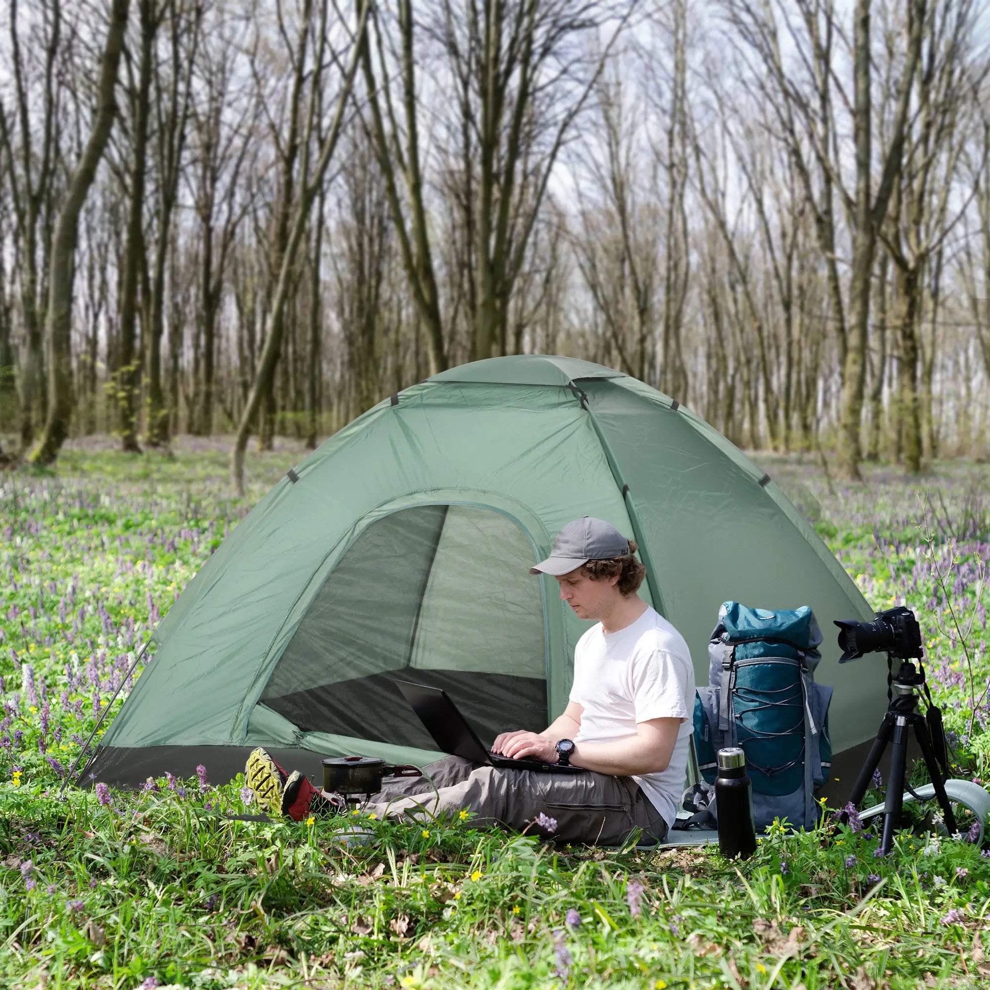 Nancy's Gattico Kampeertent - Campingtent - 2-Persoons - Groen - ± 205 x 185 x 120 cm