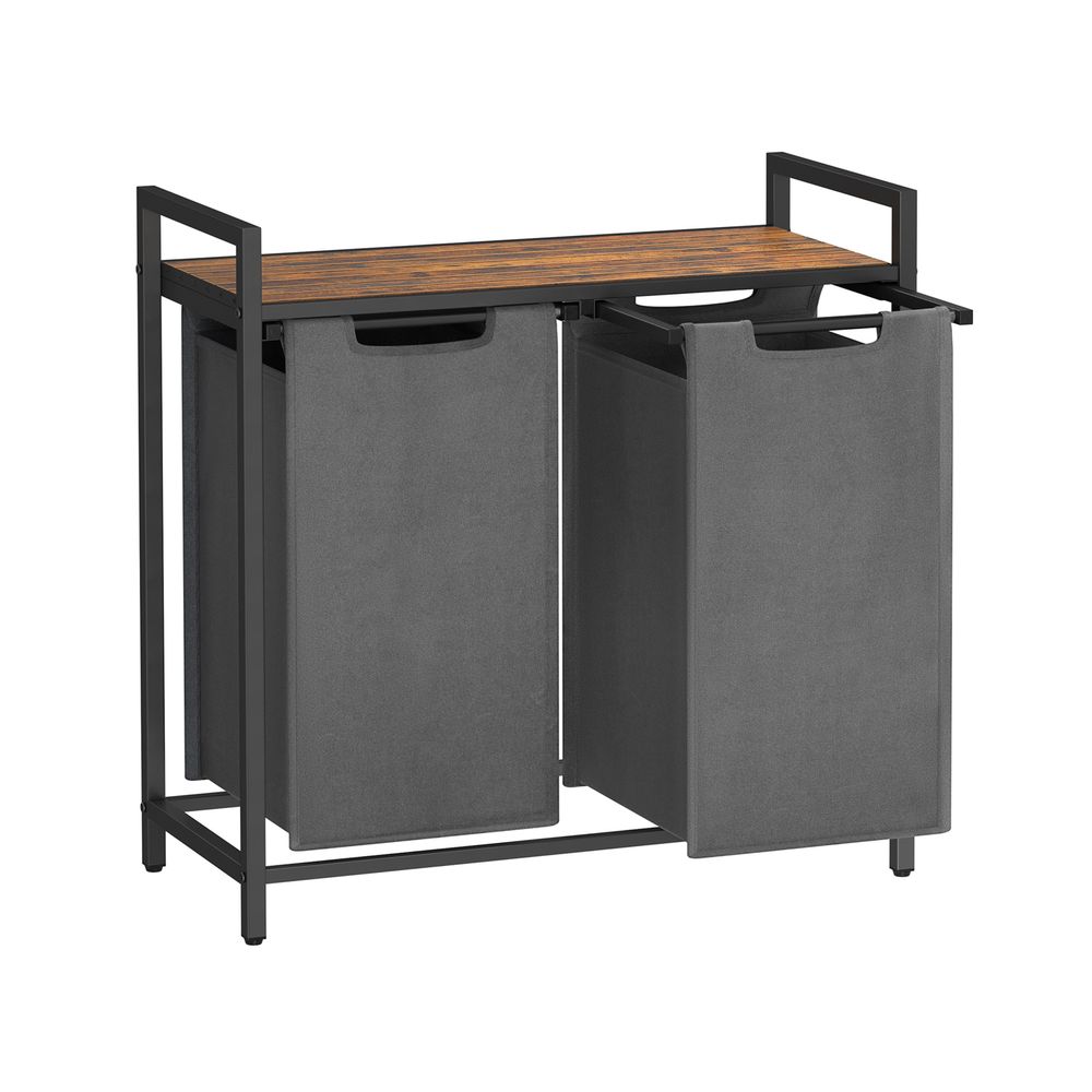 Trieur de linge Alberton de Nancy - Panier à linge - Boîte à linge - Marron Vintage / Noir - 92 Litres