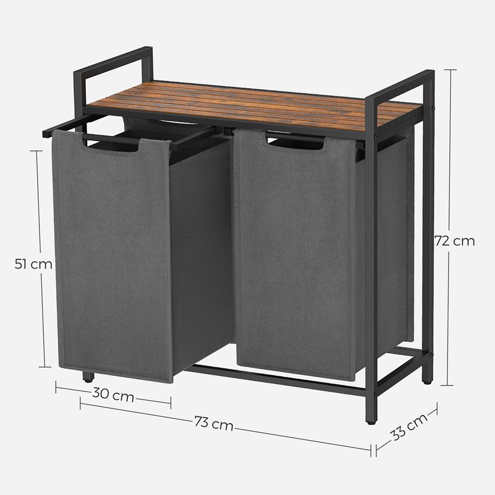 Nancy's Alberton Wassorteerder - Wasmand - Wasbox - Vintage Bruin / Zwart - 92 Liter