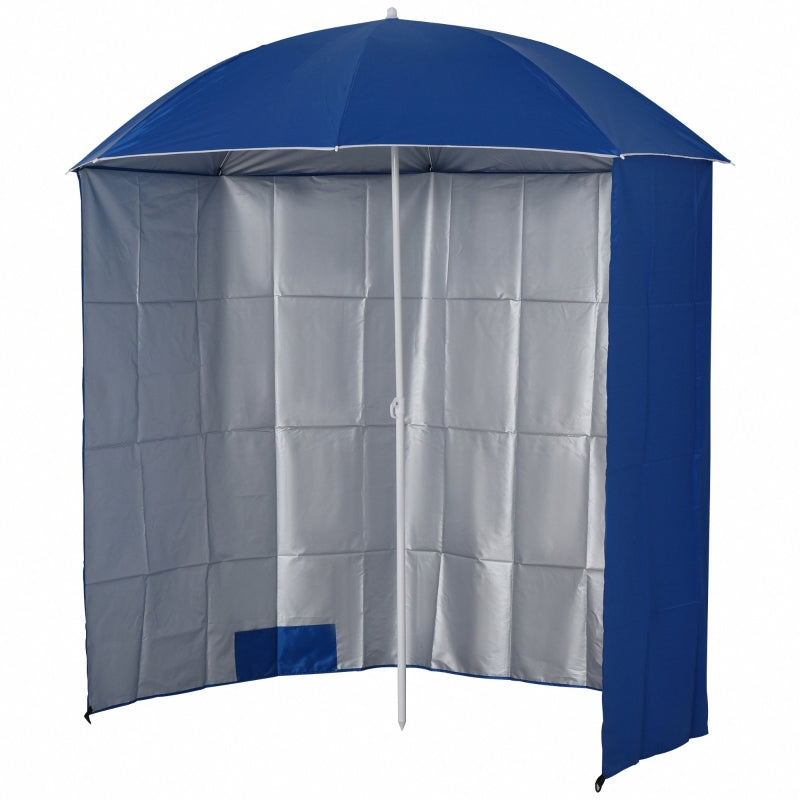 Nancy's Addison Parasol - Strandparasol - Zijwand - Blauw - 2-Delig - Polyester - Waterafstotend - Afneembare Zijwand - Ø 220 cm