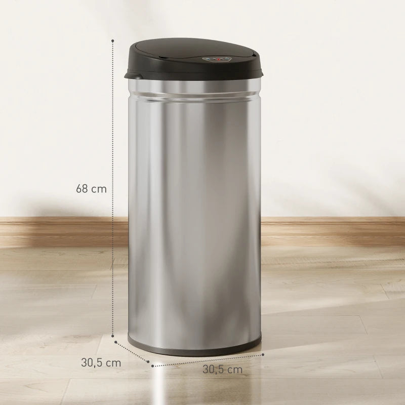 Nancy's Moie Sensor Prullenbak - Sensor Afvalbak - Automatische Prullenbak - Zilver/ Zwart - 42 Liter