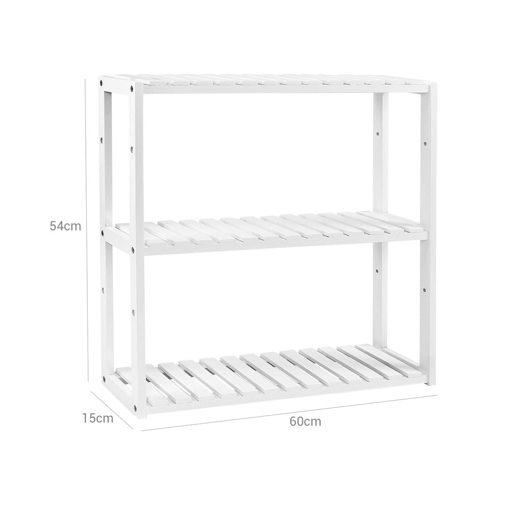 Nancy's Bellaria Badkamerrek - Badkamerkastje - Wit - Bamboe - ± 60 x 15 x 55 cm