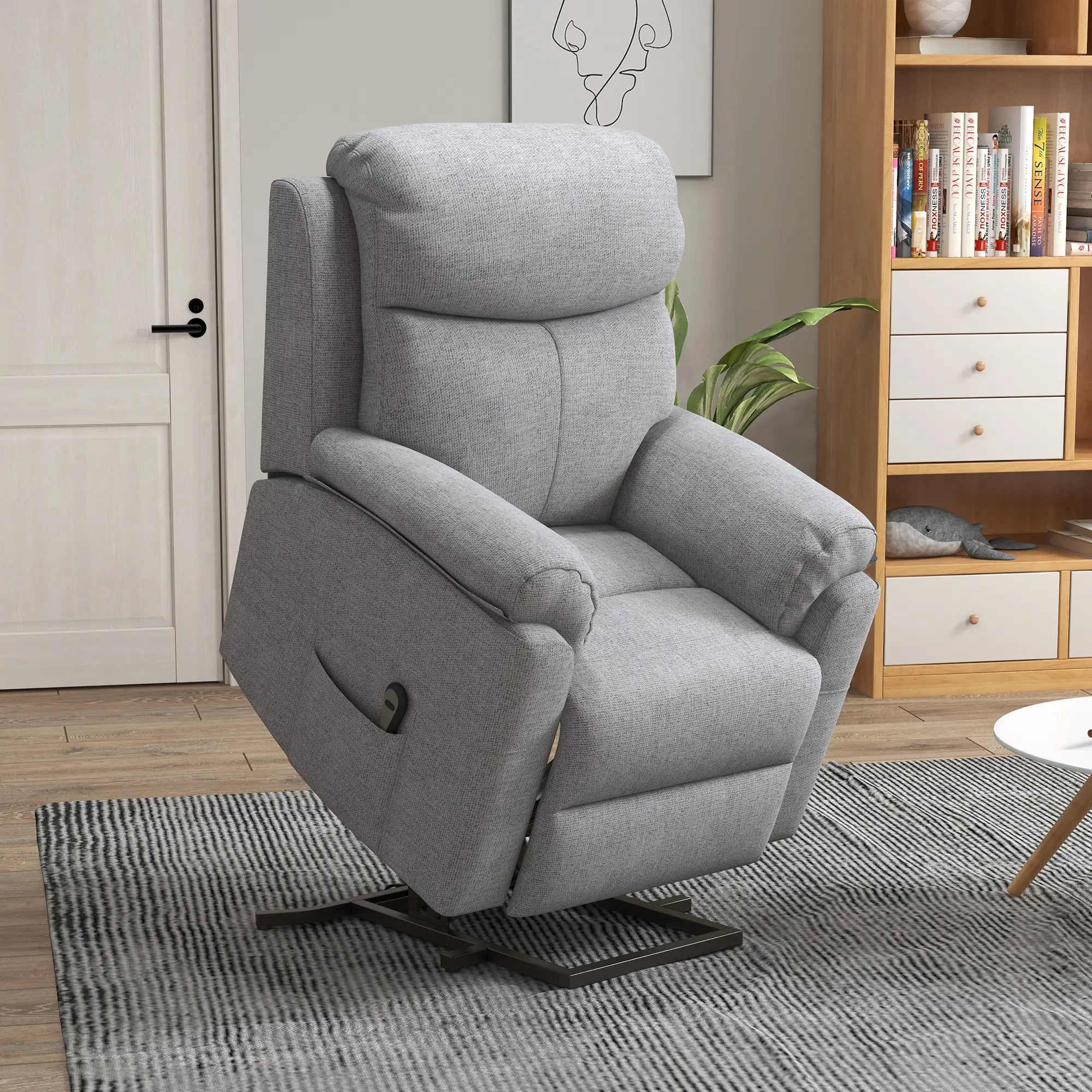 Nancy's Lanciano Sta op Stoel - Opsta Stoel - Seniorenstoel - Relaxfauteuil - Massagestoel - Grijs - Linnen