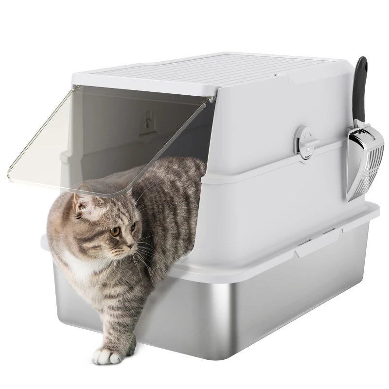 Nancy's Modica Kattenbak - Kattentoilet - Katten wc - RVS / Grijs - ± 60 x 40 x 45 cm