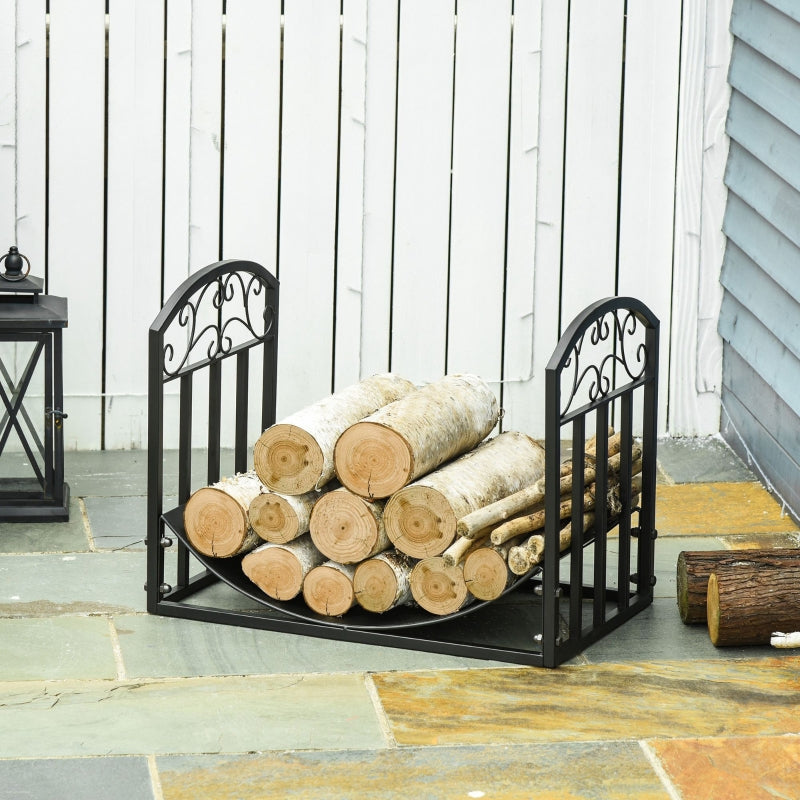 Nancy's Woodland Firewood Rack - Firewood Rack - Firewood Storage - Black - Steel