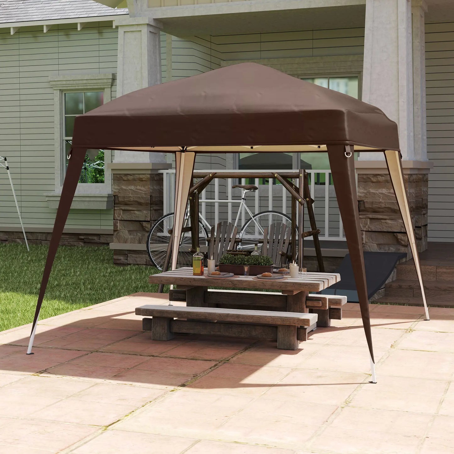 Nancy's Ganfei Partytent Overkapping - Paviljoendak - Koffie - 240 x 240 cm