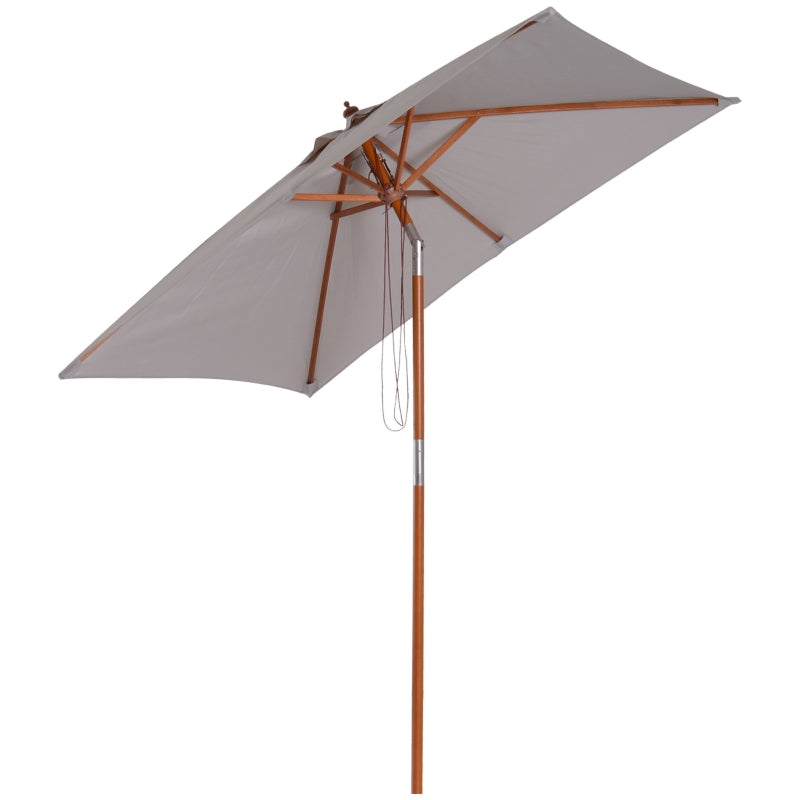 Nancy's Arvin Parasol - Tuinparasol - Zonwering - Opvouwbaar - 3 Niveaus - Hout - Polyester - Grijs- 200 x 150 cm