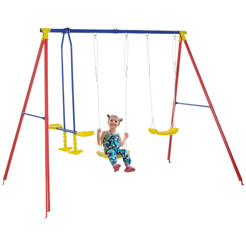 Nancy's Funk Cay Kinderschommel - Tuinschommel - 2 schommels met wip en in hoogte verstelbaar frame - 290L x 180B x 196H cm