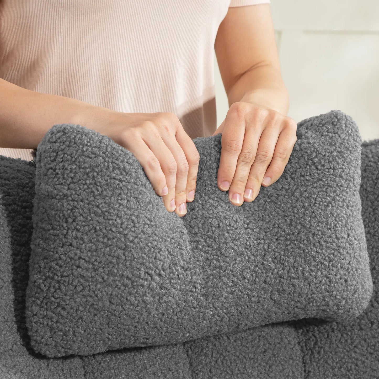 Nancy's Malcesine Schommelstoel - Relaxstoel - Relaxfauteuil - Grijs - Fleece