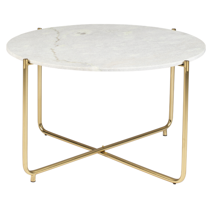 Nancy's Hasbrouck Heights Tafel - Modern - Wit- Marmer, IJzer - 70 cm x 70 cm x 40 cm