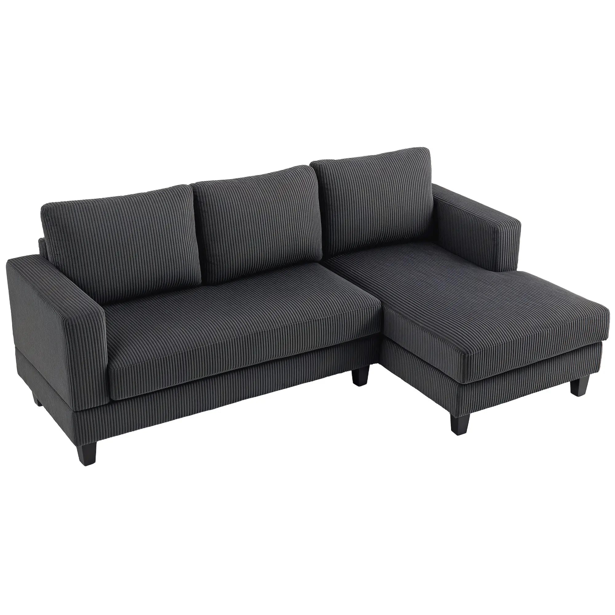 Nancy's Licciana Hoekbank - L-vormige Bank - Donkergrijs - Corduroy - ± 215 x 135 x 85 cm