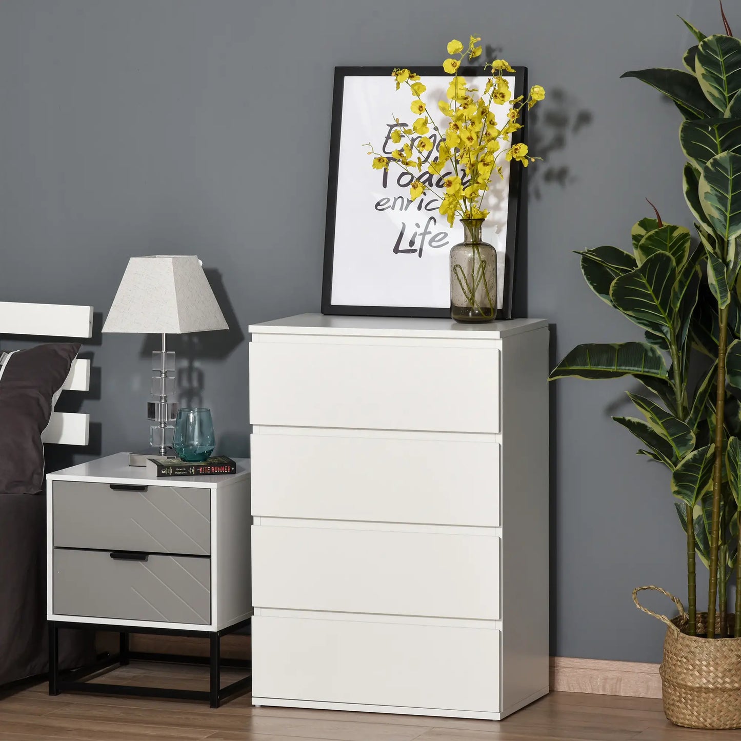 Nancy's Fiastra Commode - Dressoir - Opbergkast - Wit - ± 55 x 35 x 80 cm