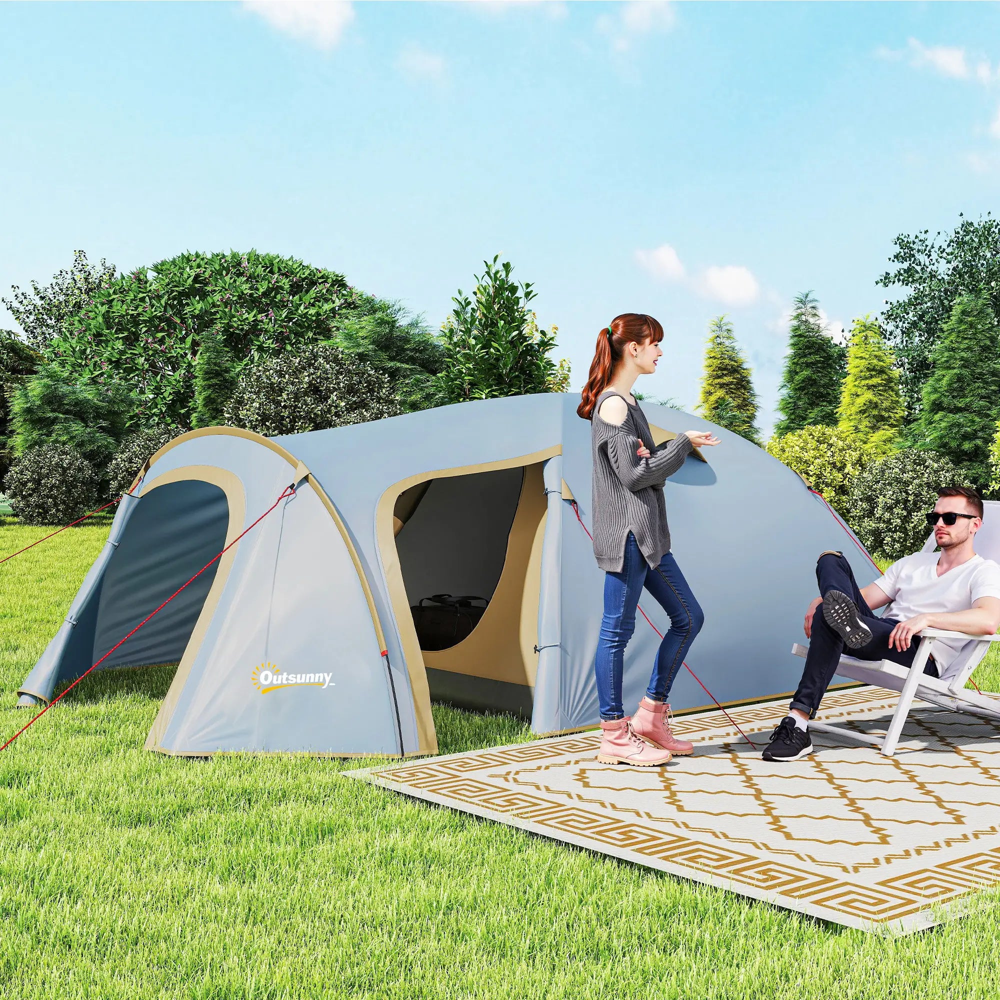 Nancy's Guglionesi Kampeertent - Campingtent - 4 Personen - Lichtblauw - 345 x 240 x 130 cm
