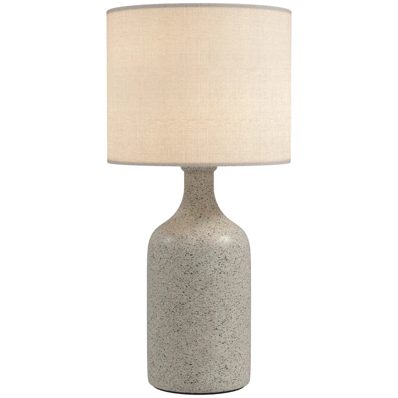 Nancy's Palena Tafellamp - Bureaulamp - Keramisch Voet + Linnen Kap - Zandbruin / Wit