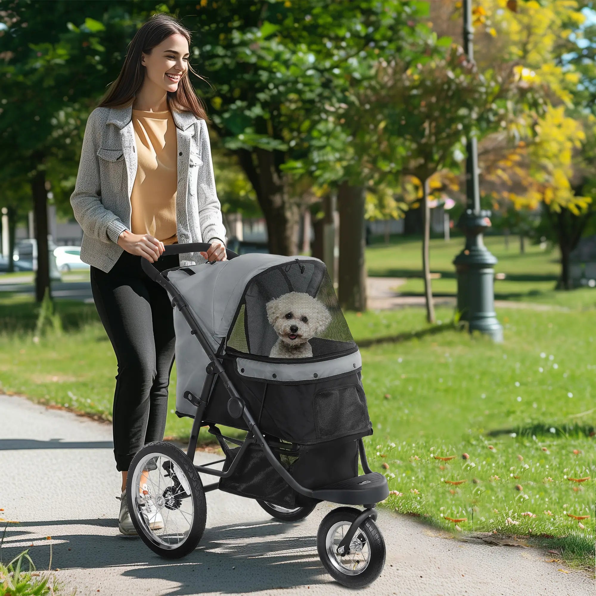 Nancy's Intros Reiswagen voor Huisdieren - Hondenbuggy - Kattenwagen - Grijs / Zwart