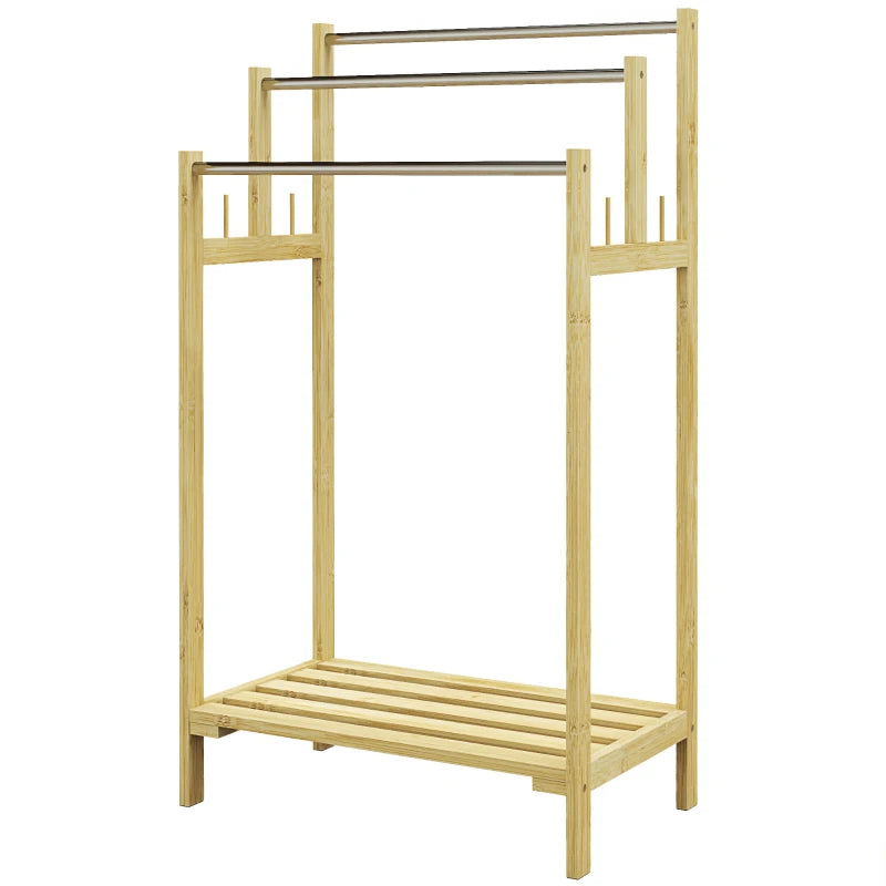 Porte-serviettes autoportant Nancy's Sameice - Porte-serviettes de salle de bain - 3 barres - Bambou