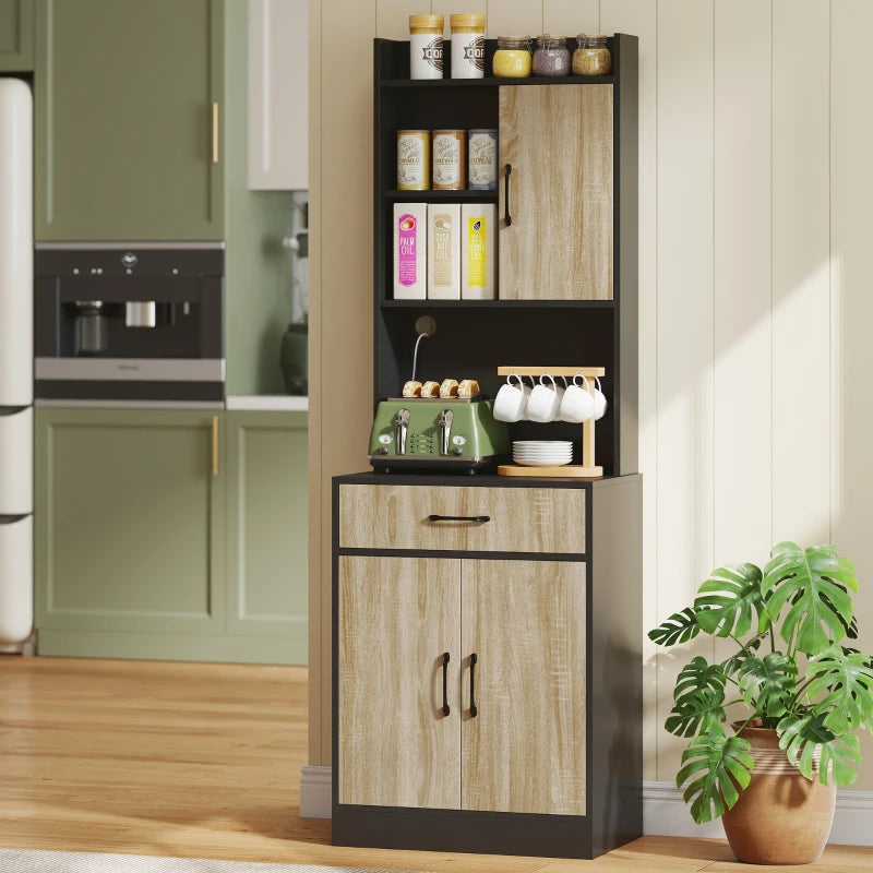 Nancy's Orbetello Keukenkast - Buffetkast - Opbergkast - Hout / Zwart - 60 x 40 x 180 cm