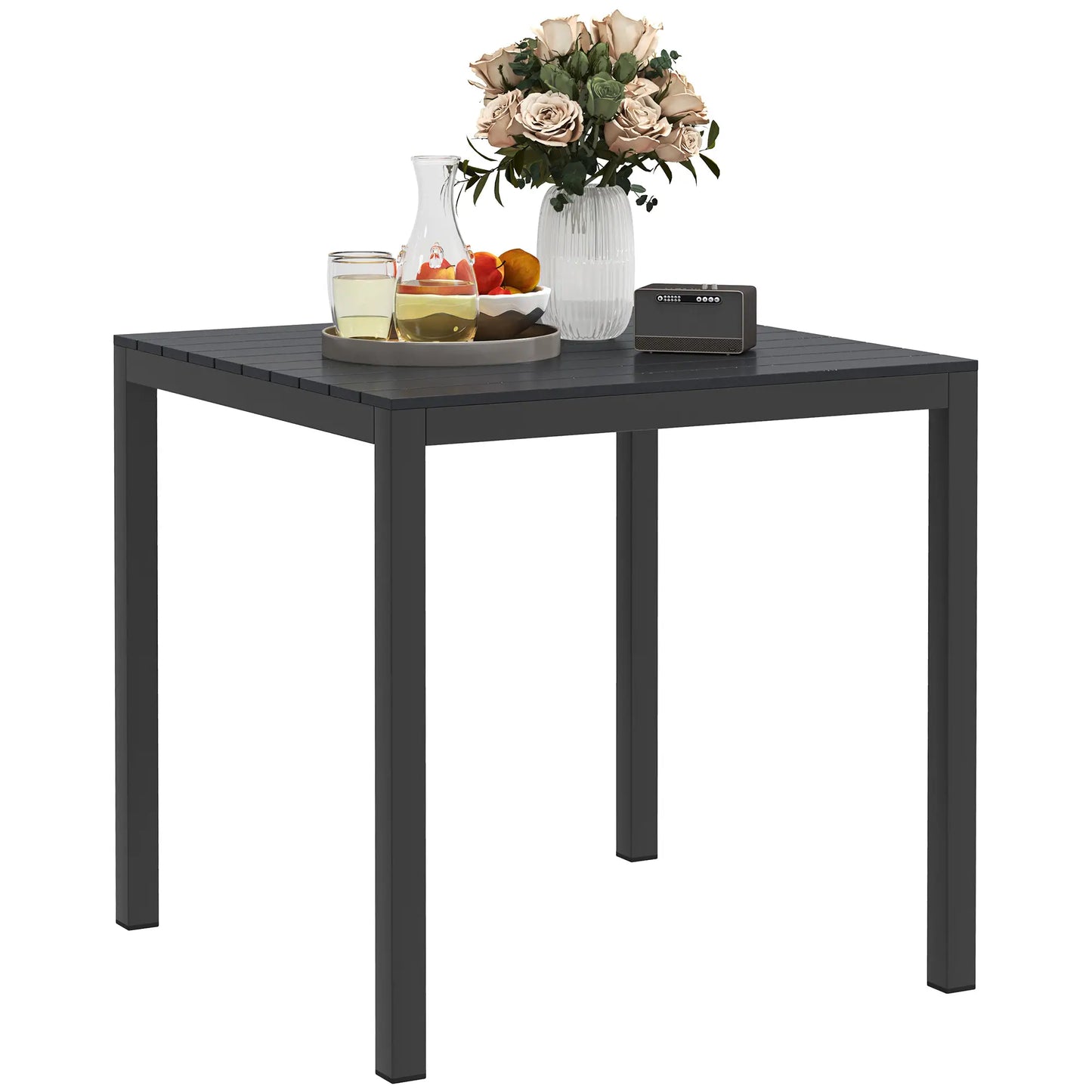 Nancy's Corleone Tuintafel - Terrastafel - Eettafel voor Buiten - Zwart - ± 75 x 75 x 70 cm