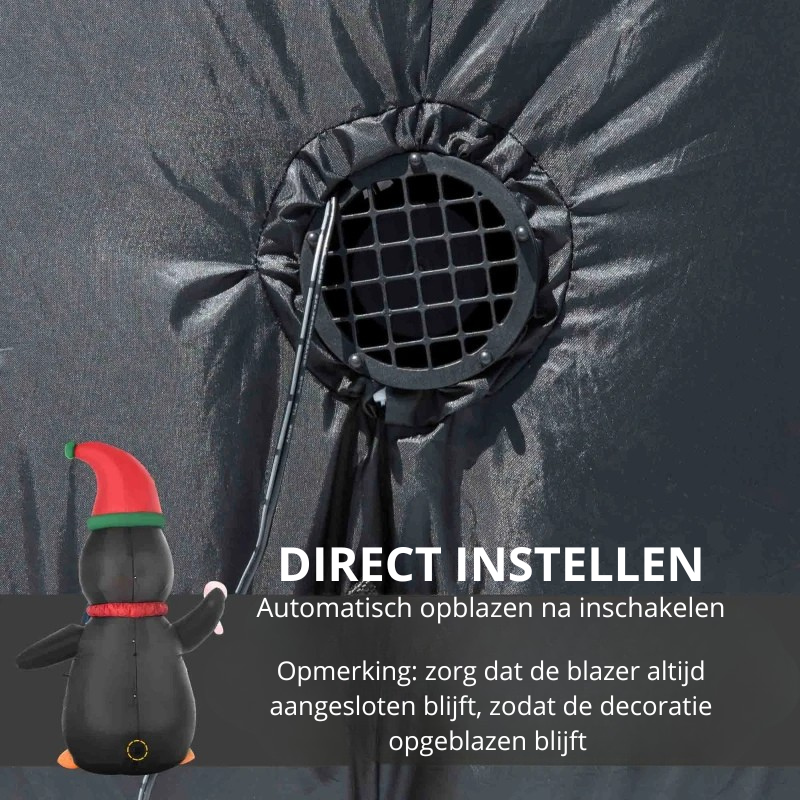 Nancy's Ormea Opblaasbare Pinquïn - Kerstversiering - Kerstdecoratie voor buiten - LED-Lampjes - ± 160 x 100 x 250 cm