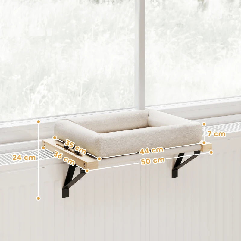 Nancy's Nocera Kattenbed - Kattenplank - Verstelbaar - Crèmewit / Naturel - ± 50 x 35 x 25 cm