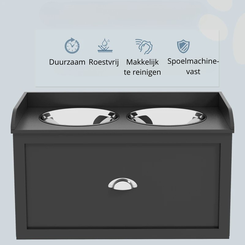 Nancy's Nicolosi Voerbak voor Honden - Drinkbak - Voerstation - Zwart - ± 60 x 30 x 35 cm