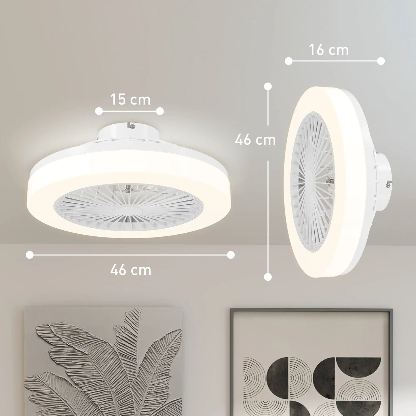 Nancy's Gradara Plafondventilator - Aanpasbare verlichting - Timer - Wit - Kunststof