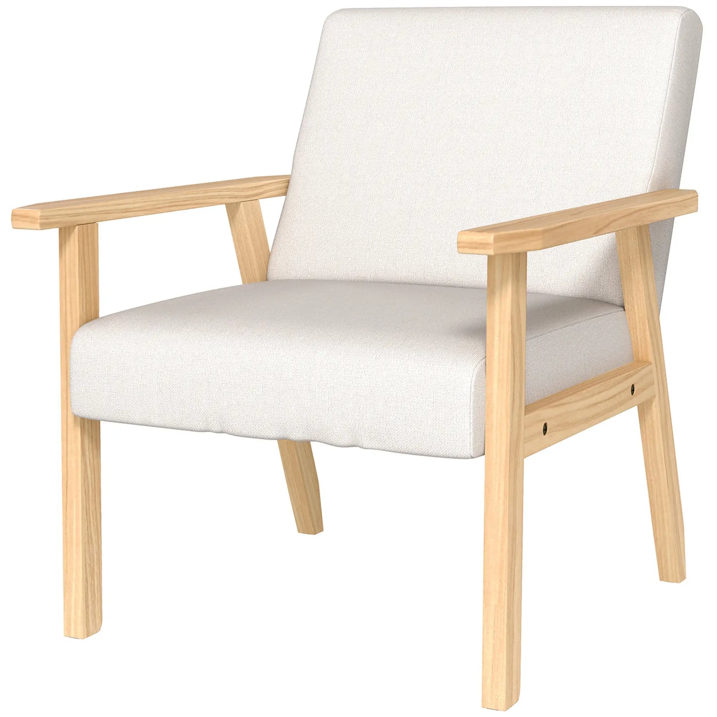 Nancy's Nabais Fauteuil - Relaxstoel - Stoel - Scandinavisch - Roomwit - Linnen / Dennenhout