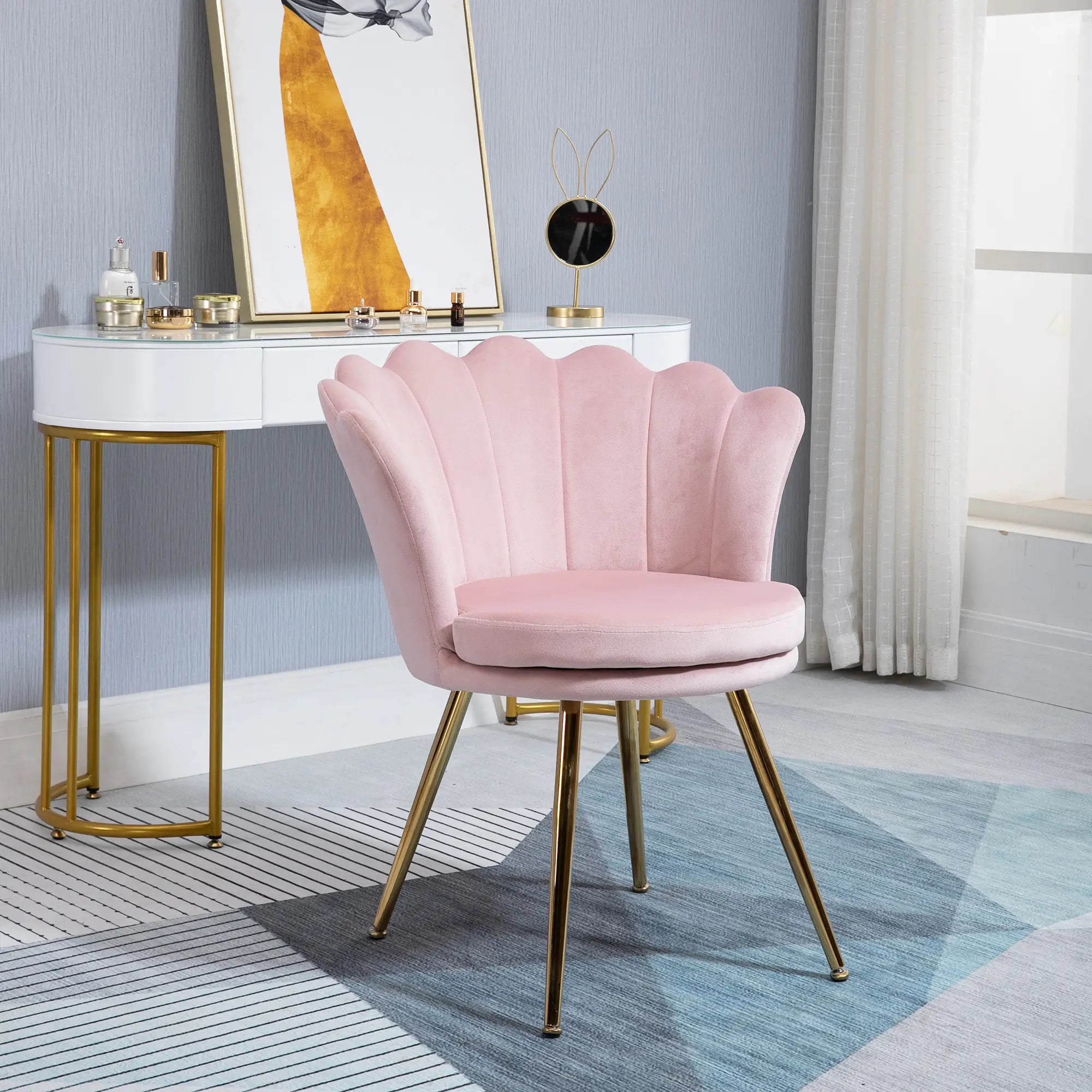 Nancy's Cuneo Fauteuil - Loungestoel - Lotusvorm - Roze - Fluweel