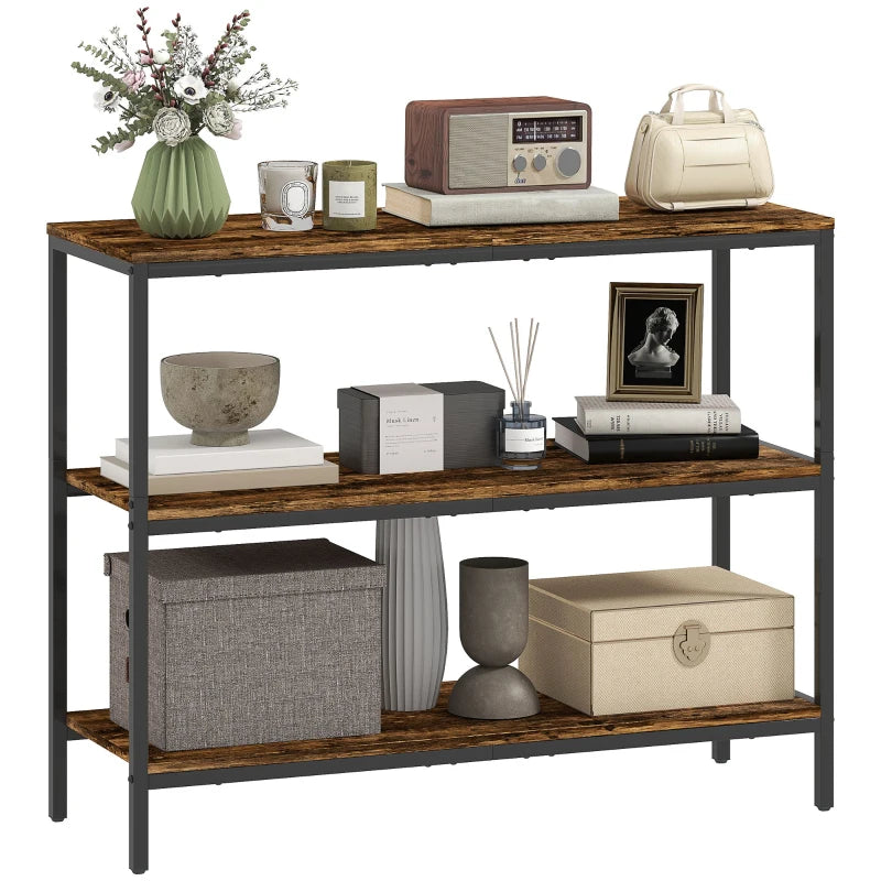 Nancy's Melzo Sidetable - Consoletafel - Bijzettafel - Bruin / Zwart - ± 100 x 35 x 80 cm