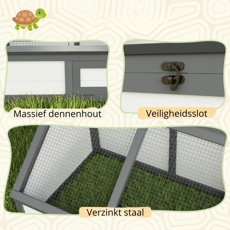 Nancy's Nibbiano Schilpaddenhuis - Schilpaddenverblijf - Schildpadhuis - Wit - Dennenhout - 120L x 55B x 20/50H cm