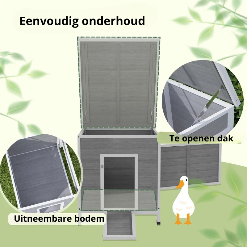 Nancy's Nevegal Ganzenhok - Dierenverblijf - Dierenhok - Grijs - Dennenhout - ± 65 x 80 x 75 cm