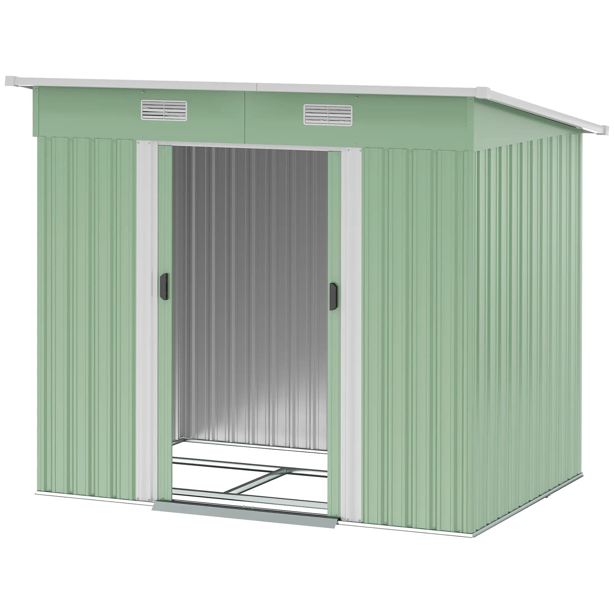 Nancy's Lemie Opbergschuur - Tuinschuur - Gereedschapsschuur - Groen - Staal - ± 205 x 130 x 180/160 cm