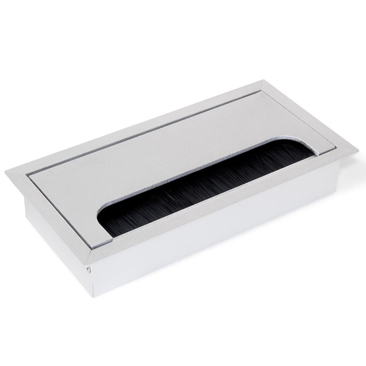 Eleganca Aluminum cable entry for desk 16x8 cm Matt Silver