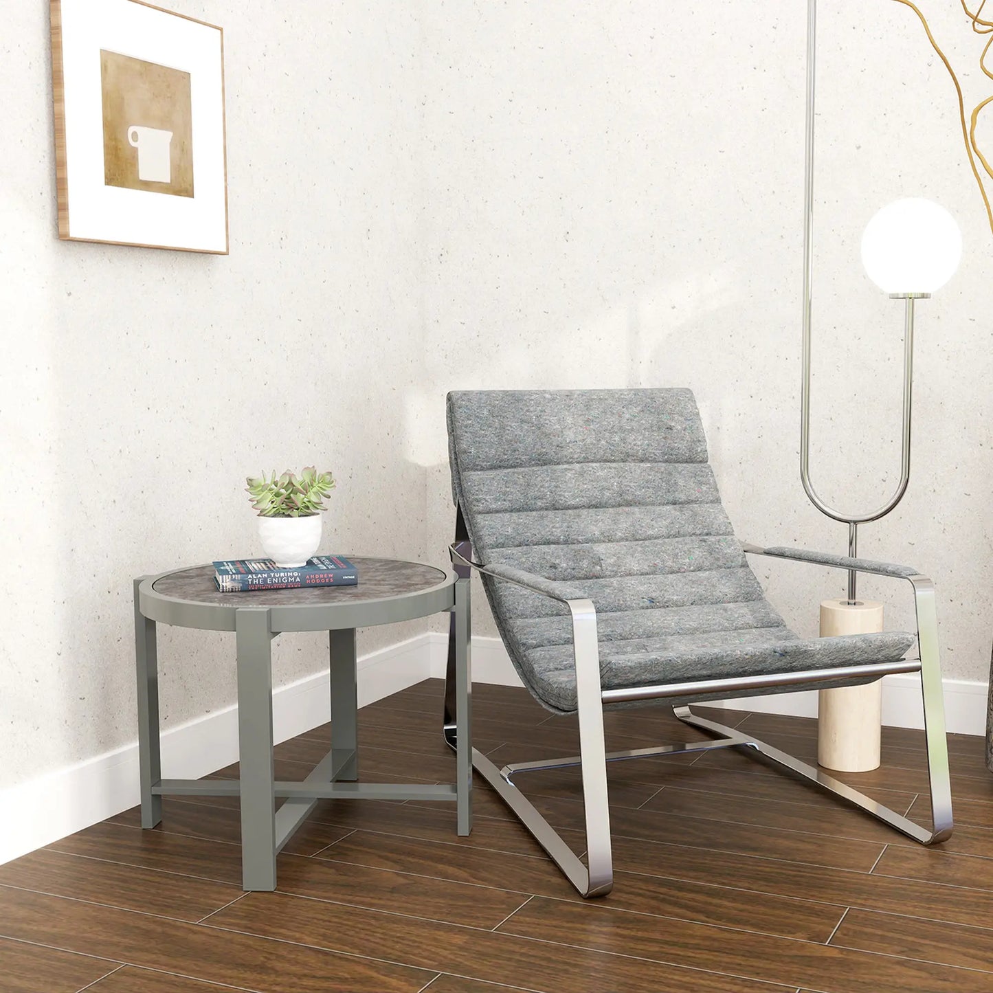 Nancy's Genova Tuintafel - Bijzettafel voor buiten - Balkontafel - Grijs - Aluminium / Glas - ± 60 x 60 x 45 cm