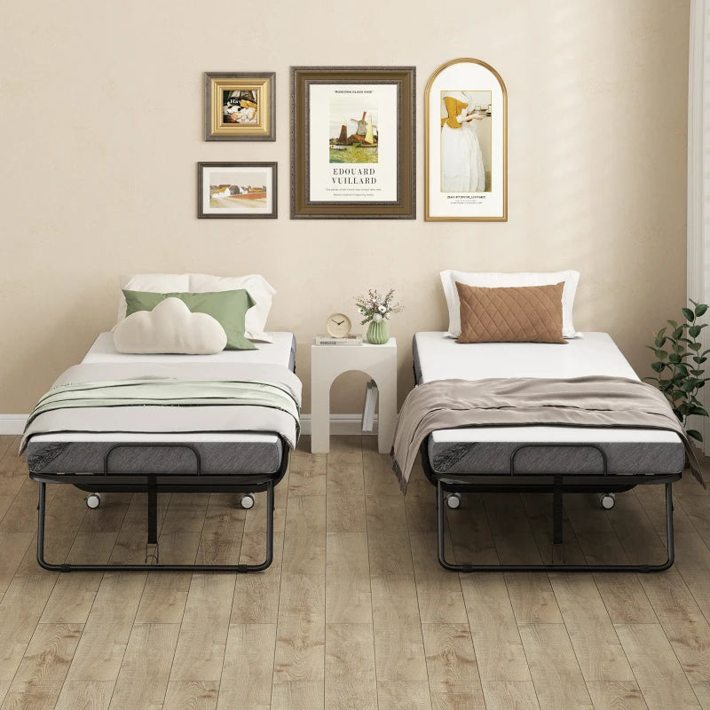 Nancy's Mirandola Logeerbed - Opklapbed - Vouwbed - Reisbed - Wit / Zwart