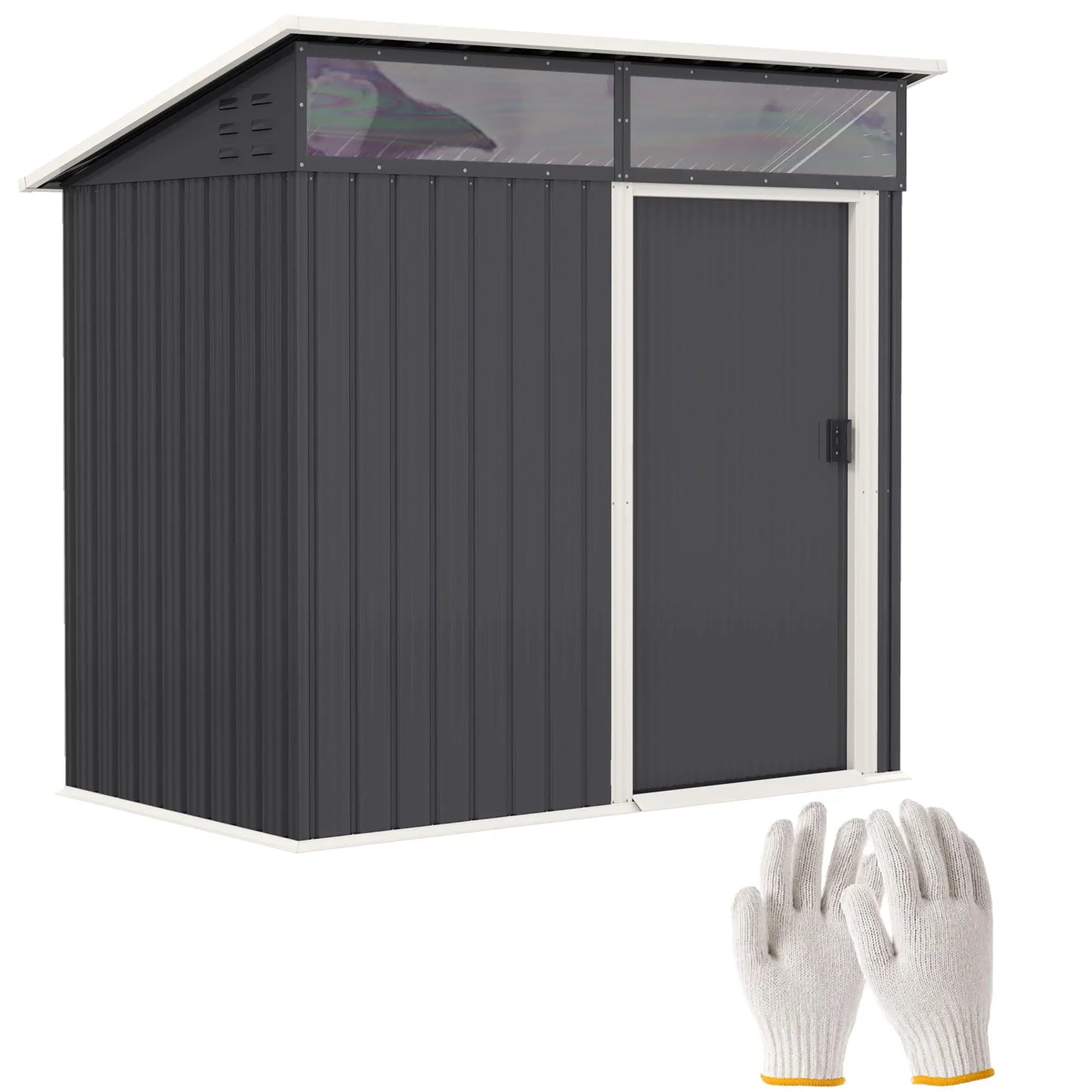 Nancy's Folgaria Opbergschuur - Tuinschuur - Schuurtje - Grijs - Staal - ± 195 x 120 x 159/182 cm