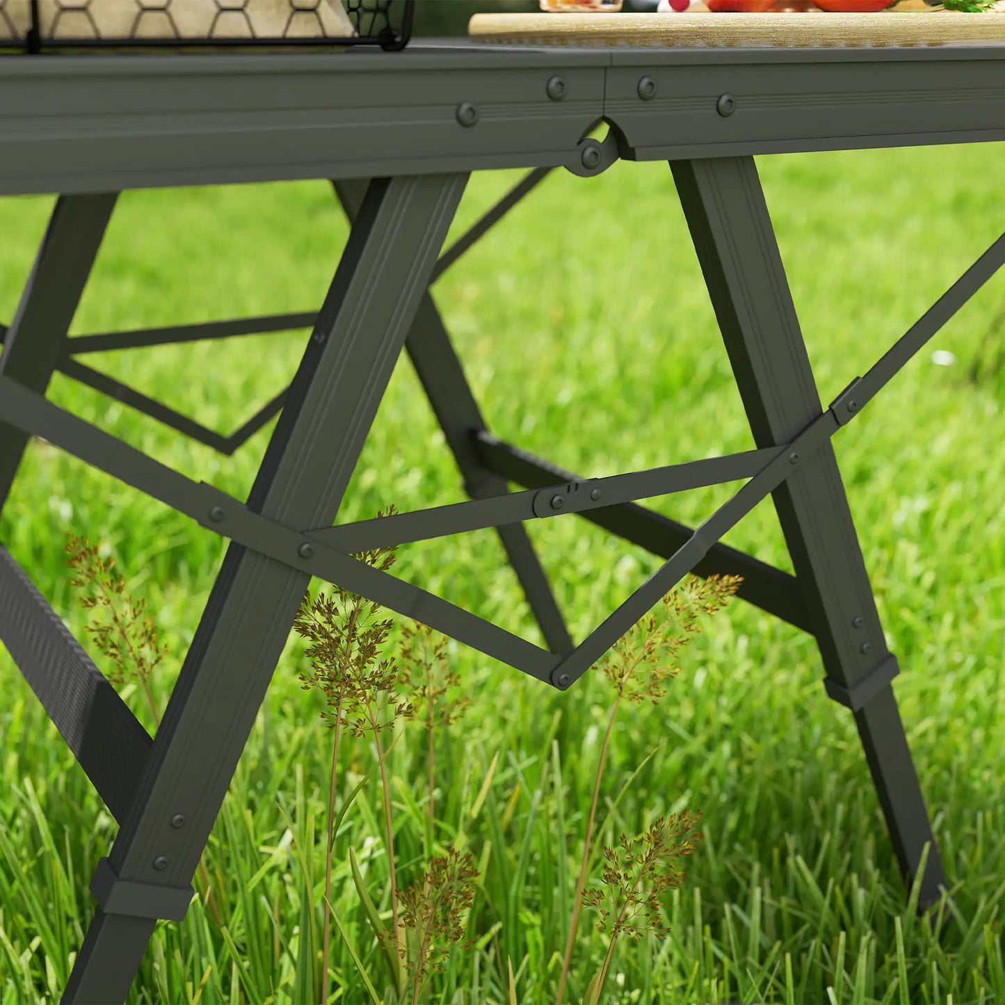 Nancy's Ghemme Picknicktafel - Campingtafel - Verstelbare Hoogte - Zwart - Staal / Aluminium